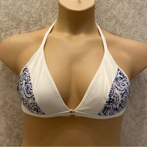 Victoria's Secret White and Blue Paisley Bikini Top